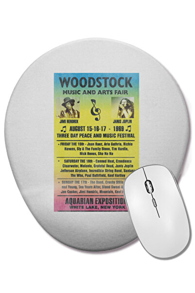 BASKI DÜNYASI Woodstock 1969 Rainbow Poster Mouse Pad oval cu suport pentru î...