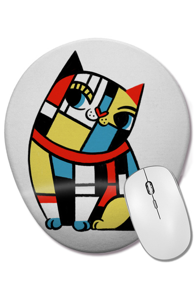 BASKI DÜNYASI Mouse Pad oval Mondrian cu suport pentru încheietura mâinii