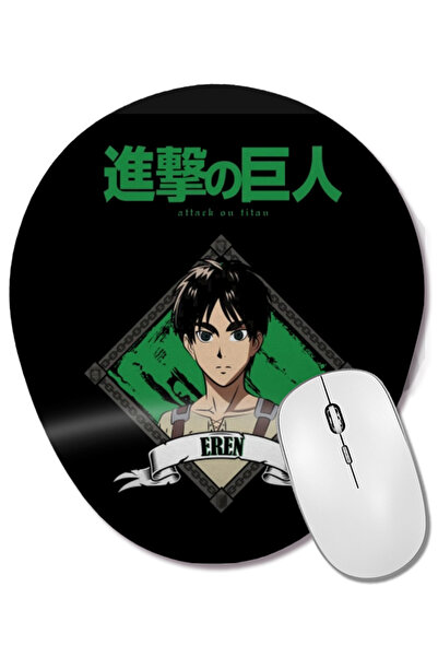 BASKI DÜNYASI Attack On Titan Eren Mouse Pad oval cu suport pentru încheietura mâinii