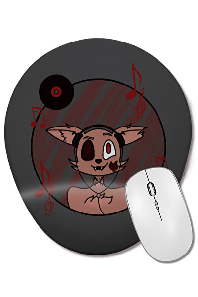 BASKI DÜNYASI Zombie Animals Zombie DJ Fox Mouse Pad oval cu suport pentru încheietura mâinii