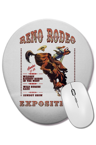 BASKI DÜNYASI Rodeo Reno Oval Mouse Pad with Wrist Support