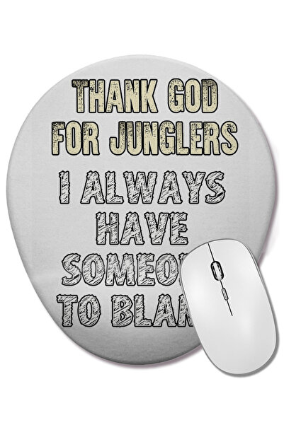 BASKI DÜNYASI Благодарим на Бога за Junglers Bilek Destekli Oval Mouse Pad
