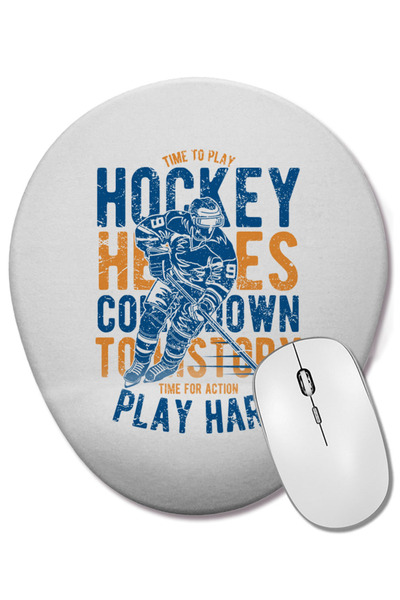 BASKI DÜNYASI Timp pentru a juca hokeu Mouse pad oval cu suport pentru închei...
