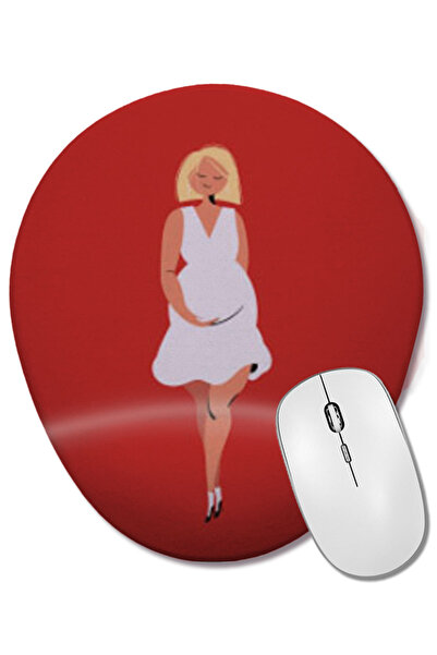 BASKI DÜNYASI Ziua Mamei 2021 Tampă de mouse ovală NEGRĂ cu scrisul MOM, cu suport pentru încheietura mâinii