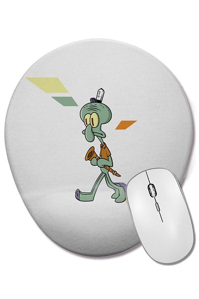 BASKI DÜNYASI Squidward Void Spongebob Oval Mouse Pad with Wrist Support