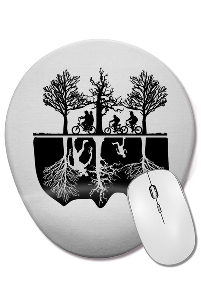 BASKI DÜNYASI Stranger Things Mouse Pad oval pentru biciclete cu suport pentru încheietura mâinii