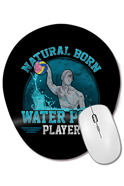 BASKI DÜNYASI Natural Born Water Polo Player Cool Waterpolo Mouse Pad oval cu...