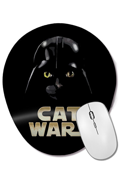 BASKI DÜNYASI Star Cat Wars 010 Mouse Pad oval cu suport pentru încheietura m...