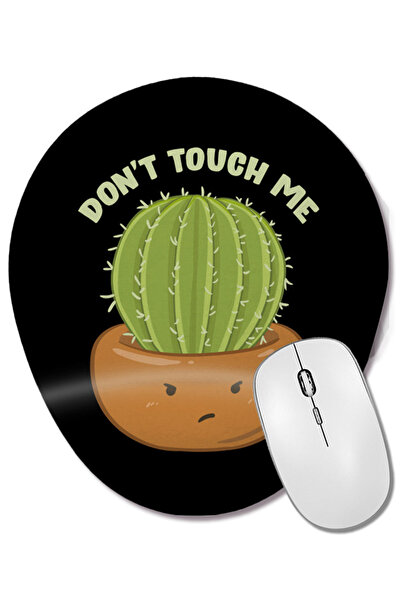 BASKI DÜNYASI Mouse Pad oval amuzant cu suport pentru încheietura mâinii, cu cactus spărgător, cu joc de cuvinte, cu suculente, cu inscripția „Don't Touch Me”