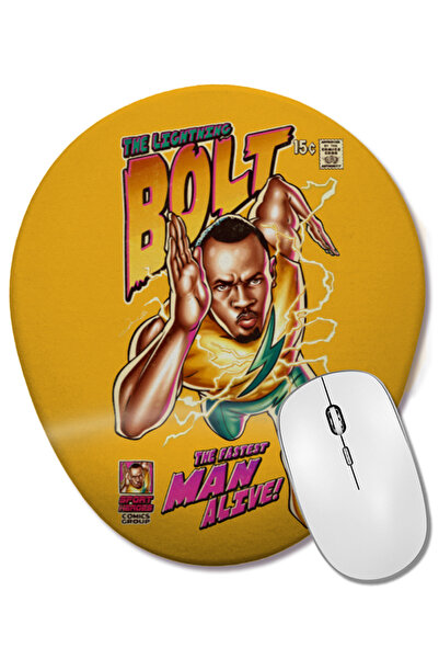 BASKI DÜNYASI Usain Bolt The Lightning Bolt Mouse Pad oval cu suport pentru î...