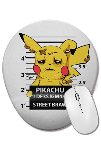 BASKI DÜNYASI Mouse Pad oval Pikachu Bad Boy Pokemon cu suport pentru încheie...