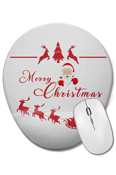 BASKI DÜNYASI Anul Nou Concept de Crăciun Fericit 023 Mouse Pad oval cu supor...