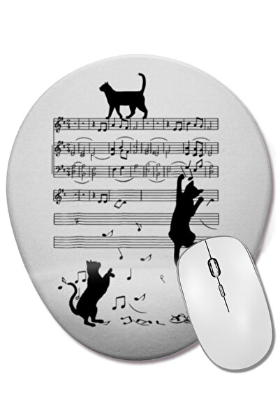BASKI DÜNYASI Палав забавен музикален котарак подложка за китка овална подлож...