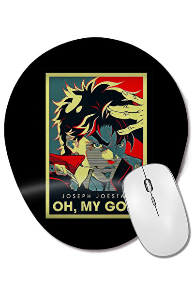BASKI DÜNYASI Mouse Pad oval cu suport pentru încheietura mâinii, cu tema Jojo's Bizarre Adventure, manga japoneză, cu Joseph Joestar