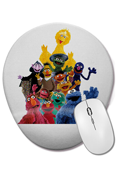 BASKI DÜNYASI Susam Sokağı Kahramanları 2 Bilek Destekli Oval Mouse Pad