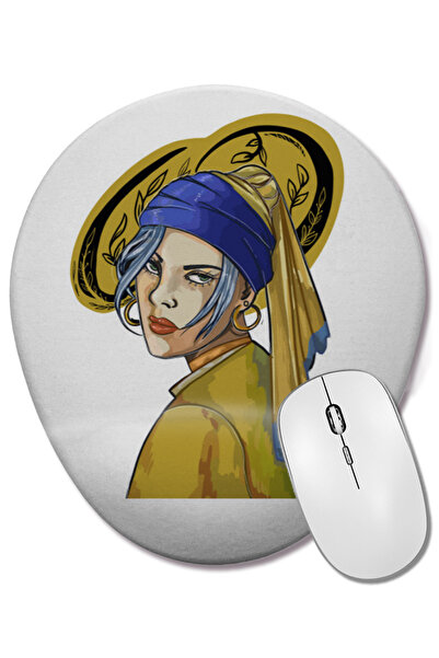 BASKI DÜNYASI Billie Eilish 05 Mouse Pad oval cu suport pentru încheietura mâ...