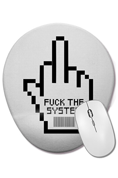 BASKI DÜNYASI Fuck The System Mouse Pad Oval cu Suport pentru Încheietura Mâinii