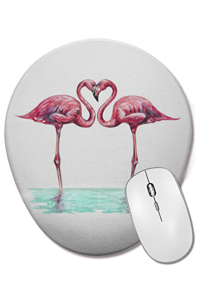 BASKI DÜNYASI Οβάλ ποντίκι με υποστήριξη καρπού Love Birds Flamingo 3
