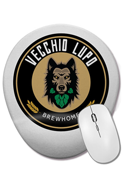BASKI DÜNYASI Mouse Pad oval Vecchio Lupo cu suport pentru încheietura mâinii
