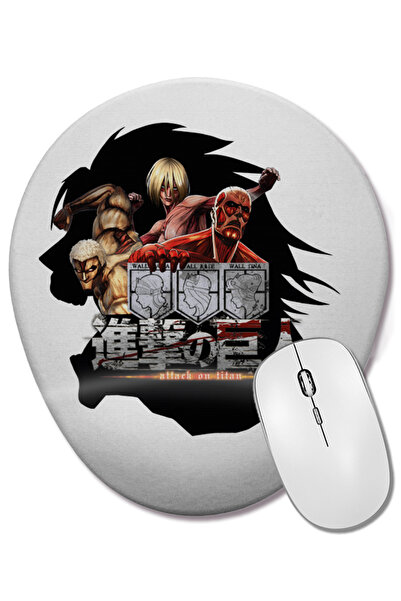 BASKI DÜNYASI Attack On Titan Mouse Pad oval cu suport pentru încheietura mâinii