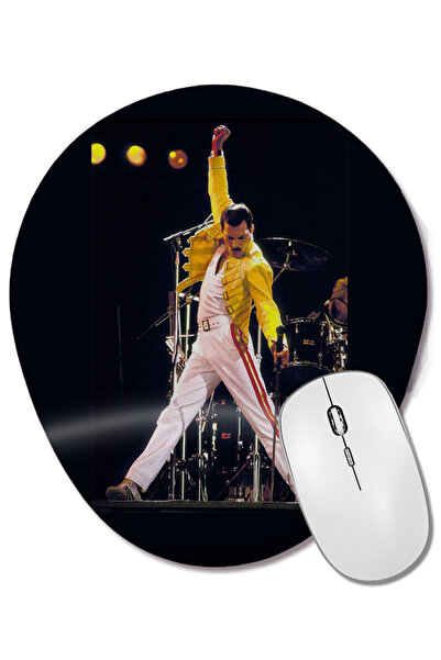 BASKI DÜNYASI Ο Φρέντι Μερκυρί 05 οβάλ ποντικοπλακάκι με υποστήριξη καρπού