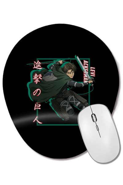 BASKI DÜNYASI Attack on Titan Levi Ackerman Shadow Design Mouse Pad oval cu s...