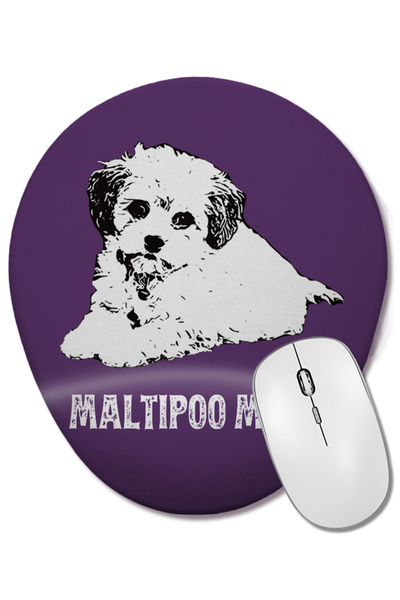 BASKI DÜNYASI Maltipoo Mom Maltipoo Design 01 Овална подложка за мишка с опора за китката