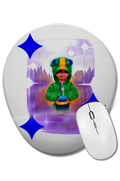 BASKI DÜNYASI Leon Brawl Stars 02 Mouse Pad oval cu suport pentru încheietura...