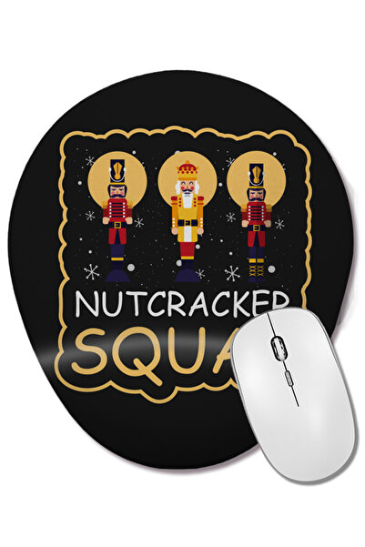 BASKI DÜNYASI Funny Christmas Nutcracker Squad Party Shopping Tee Mouse Pad oval cu suport pentru încheietura mâinii