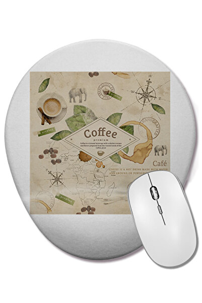 BASKI DÜNYASI Οβάλ ποντίκι με υποστήριξη καρπού Coffe Premium