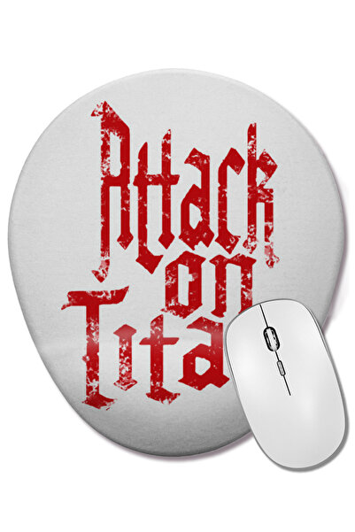 BASKI DÜNYASI Attack On Titan Font Logo Mouse Pad oval cu suport pentru înche...