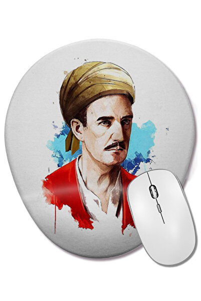 BASKI DÜNYASI Mouse Pad oval cu ilustrație Yunus Emre cu suport pentru închei...