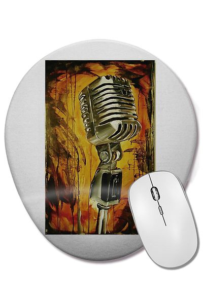 BASKI DÜNYASI Your Voice Microphone Oval Mouse Pad with Wrist Support