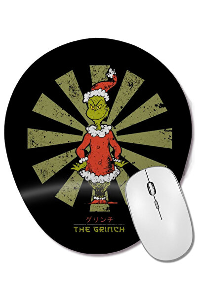 BASKI DÜNYASI Mouse Pad oval retro japonez The Grinch cu suport pentru încheietura mâinii