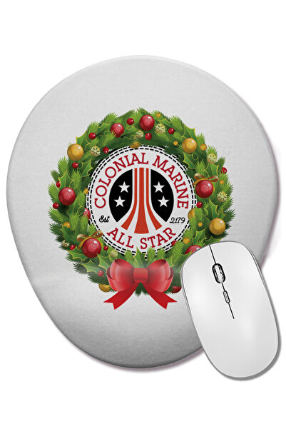 BASKI DÜNYASI Christmas All Star Colonial Marines Aliens Wreath Mouse Pad ova...