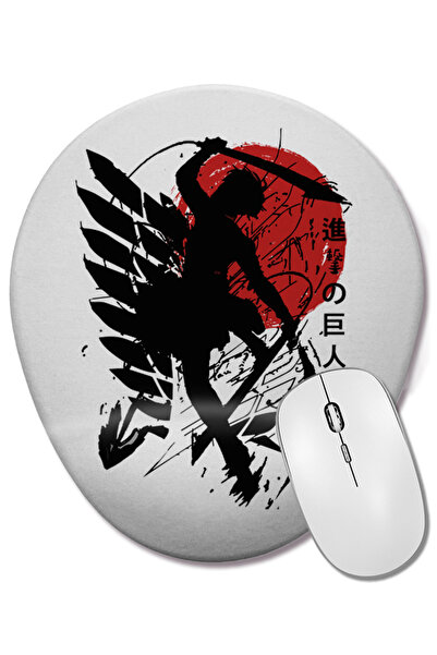 BASKI DÜNYASI Attack On Titan Levi Mouse Pad oval cu suport pentru încheietur...