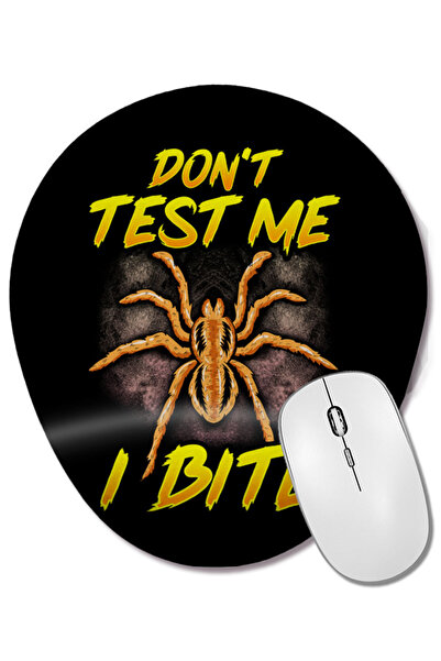 BASKI DÜNYASI Mouse Pad oval cu suport pentru încheietura mâinii, cu textul sarcasmic: Funny Don't Test Me I Bite Tarantula