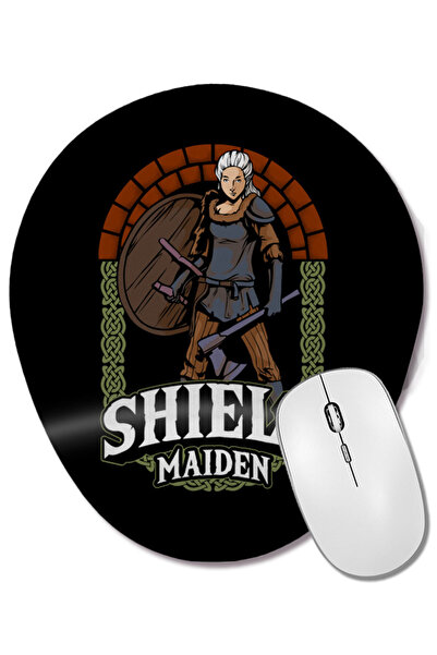 BASKI DÜNYASI Shield Maiden Female Viking Warrior Norse Myth Mouse Pad oval c...