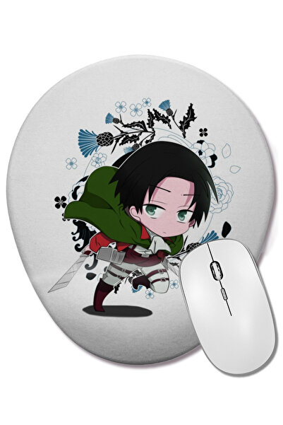 BASKI DÜNYASI Mouse Pad oval Chibi Levi Ackerman cu suport pentru încheietura...