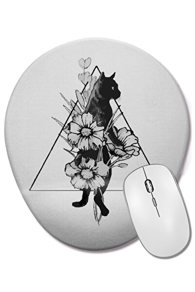 BASKI DÜNYASI Mačke mačka 02 Ovalna podloga za miša sa podrškom za zglob