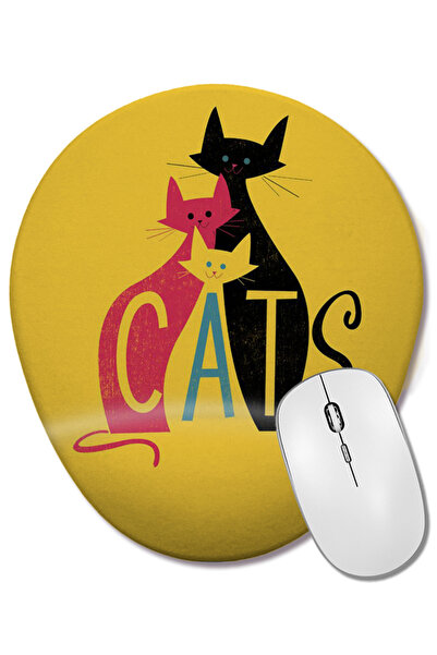 BASKI DÜNYASI Котки Овална подложка за мишка с форма на котка и опора за китката