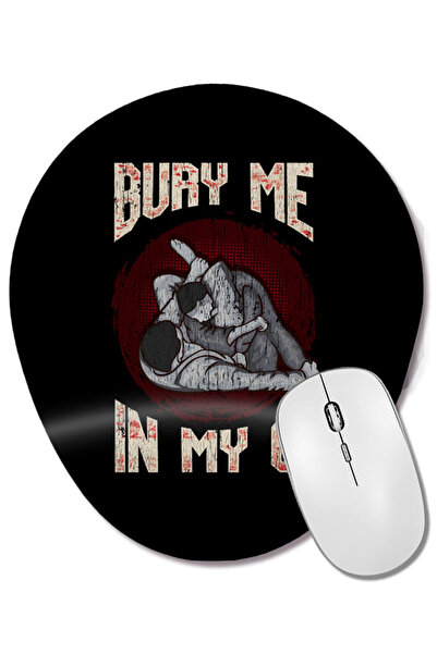 BASKI DÜNYASI Mouse Pad oval cu suport pentru încheietura mâinii pentru luptători de BJJ, MMA, Brazilian Jiu Jitsu, cu inscripție BJJ Bury Me In My Gi