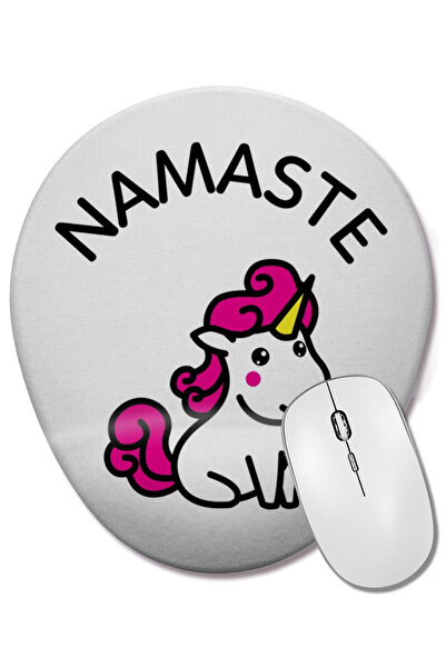 BASKI DÜNYASI Mouse Pad oval Namaste Unicorn cu suport pentru încheietura mâinii