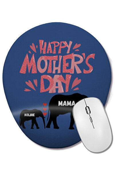 BASKI DÜNYASI Happy Mothers Day 2021 Mouse Pad oval cu suport pentru încheietura mâinii