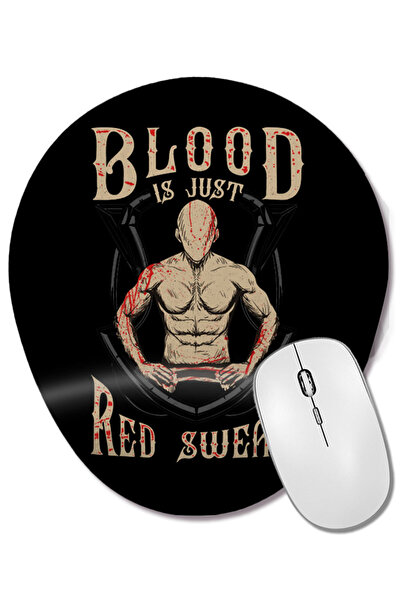 BASKI DÜNYASI Funny Blood Is Just Red Sweat MMA Martial Arts Pun Mouse Pad ov...