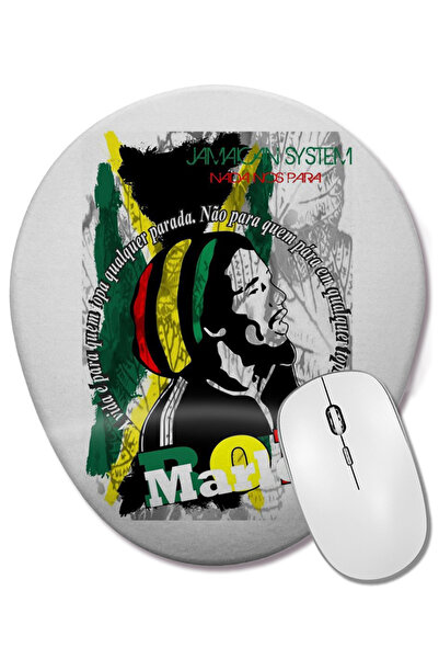 BASKI DÜNYASI Mouse Pad oval Bob Marley cu suport pentru încheietura mâinii