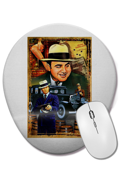 BASKI DÜNYASI Mouse Pad oval Al Capone Madre Loca cu suport pentru încheietur...