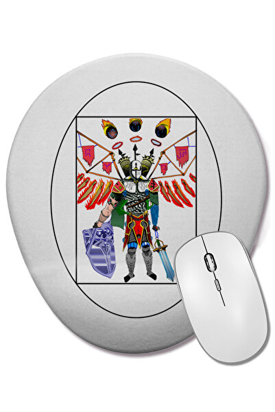 BASKI DÜNYASI Кръгът на рицаря с криле от огън Bilek Destekli Oval Mouse Pad