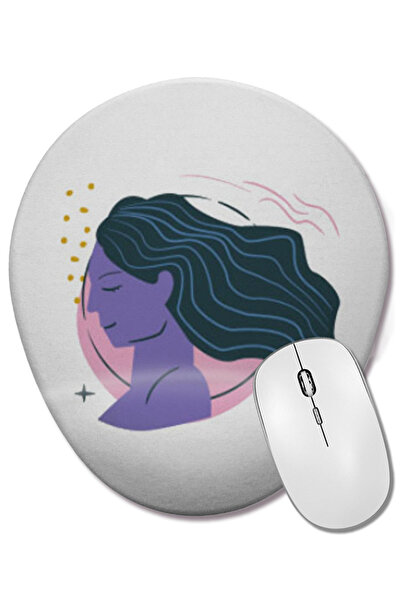 BASKI DÜNYASI Mouse Pad oval pentru femei cu suport pentru încheietura mâinii