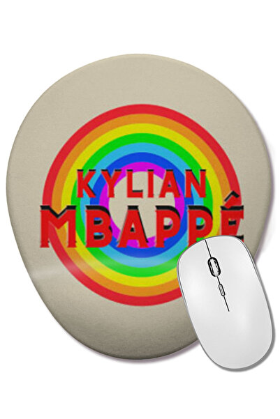 BASKI DÜNYASI Kylian Mbappé - Mouse Pad oval în stil retro vintage, cu suport pentru încheietura mâinii